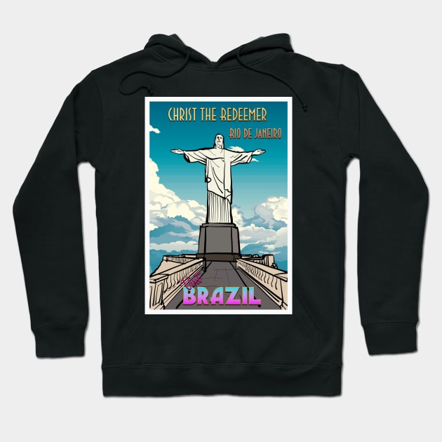 Christ The Redeemer Retro Travel Poster Hoodie by Sarahmw